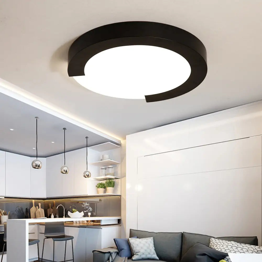 Macaron Flush Mount Ceiling Lights - 16’/20’ Round In Black/White/Pink Black / 16’ Remote