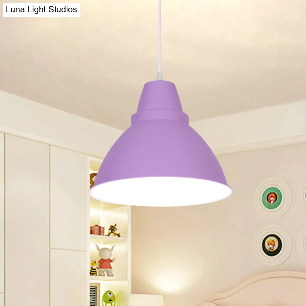 Macaron Funnel Iron Pendant Light - Pink/Purple/Yellow Dining Room Lighting