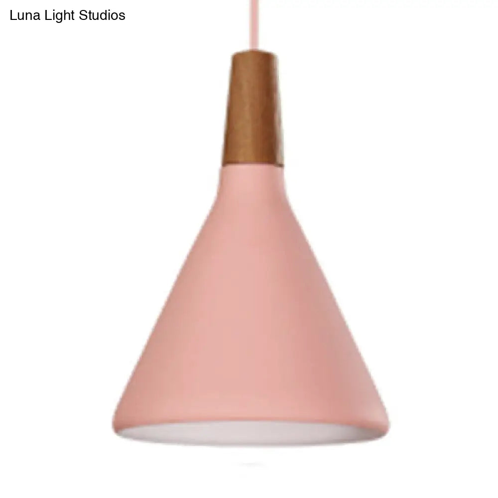 Stylish Macaron Pendant Lamp Single Light Hanging For Bedroom Or Bathroom Pink