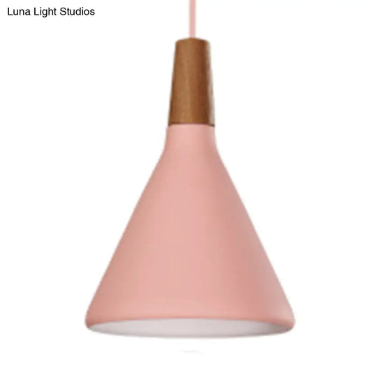 Stylish Macaron Pendant Lamp Single Light Hanging For Bedroom Or Bathroom Pink