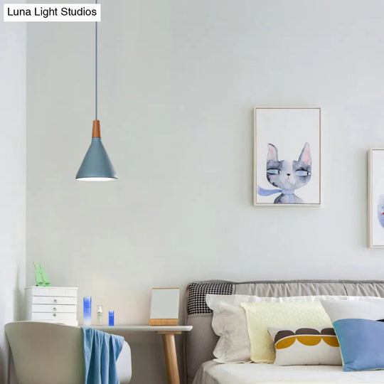 Macaron Funnel Pendant Lamp - Single Light Hanging For Bedroom Or Bathroom