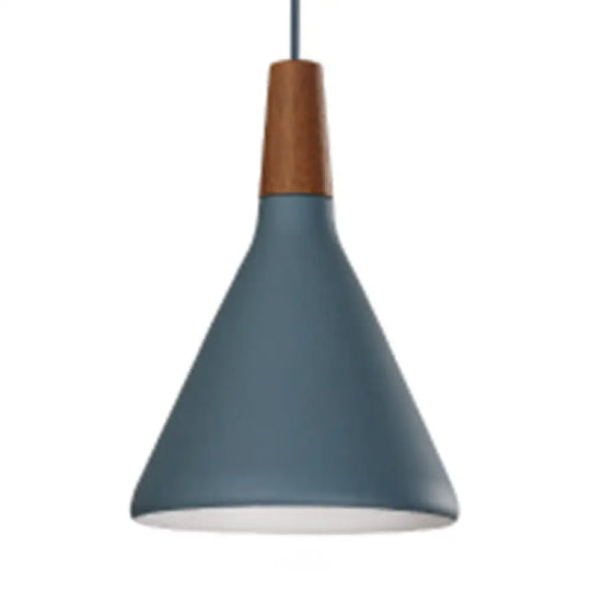 Macaron Funnel Pendant Lamp - Single Light Hanging For Bedroom Or Bathroom Blue