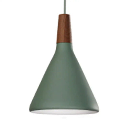 Macaron Funnel Pendant Lamp - Single Light Hanging For Bedroom Or Bathroom Green