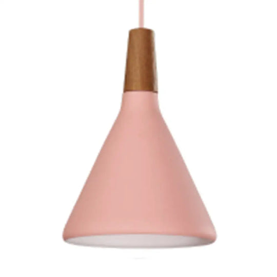 Macaron Funnel Pendant Lamp - Single Light Hanging For Bedroom Or Bathroom Pink