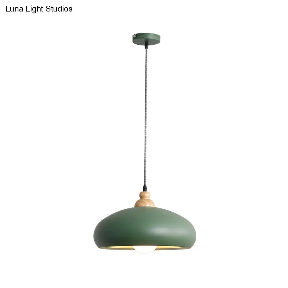 Modern Macaron Grey/Pink/Green Dining Room Pendant Light With Metal Bowl Shade