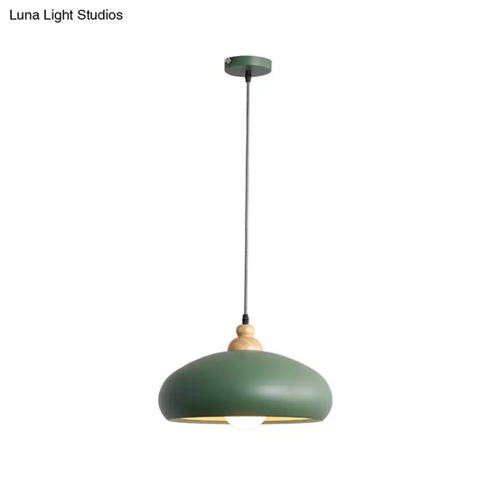 Macaron Grey/Pink/Green Pendant Light With Metal Bowl Shade For Dining Room