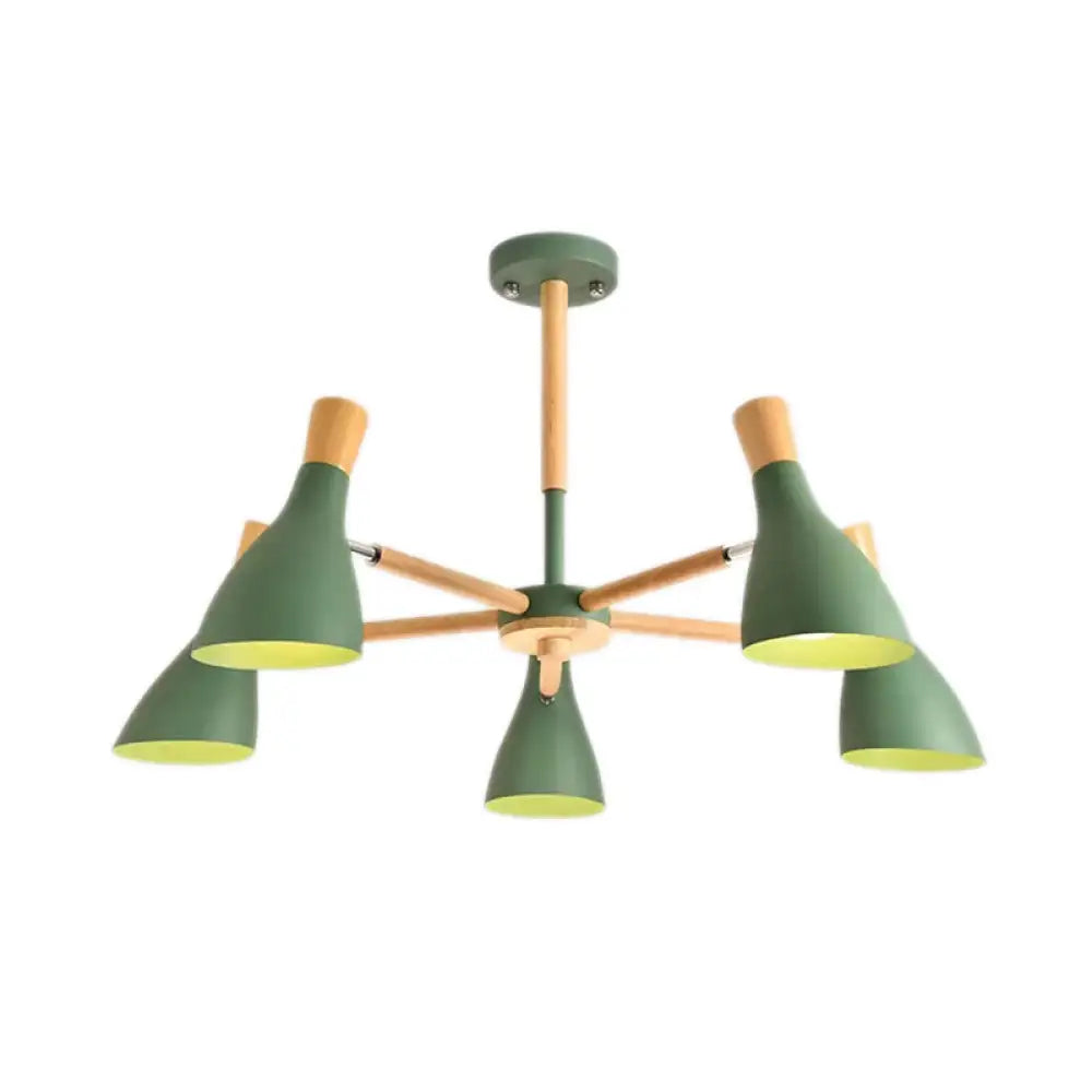 Macaron Half-Bottle Chandelier - Metallic Candy Colored Pendant Light For Nursery 5 / Green