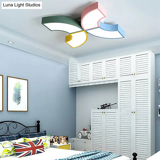 Macaron Half-Ring Flush Mount Led Ceiling Light For Childrens Room - Warm/White