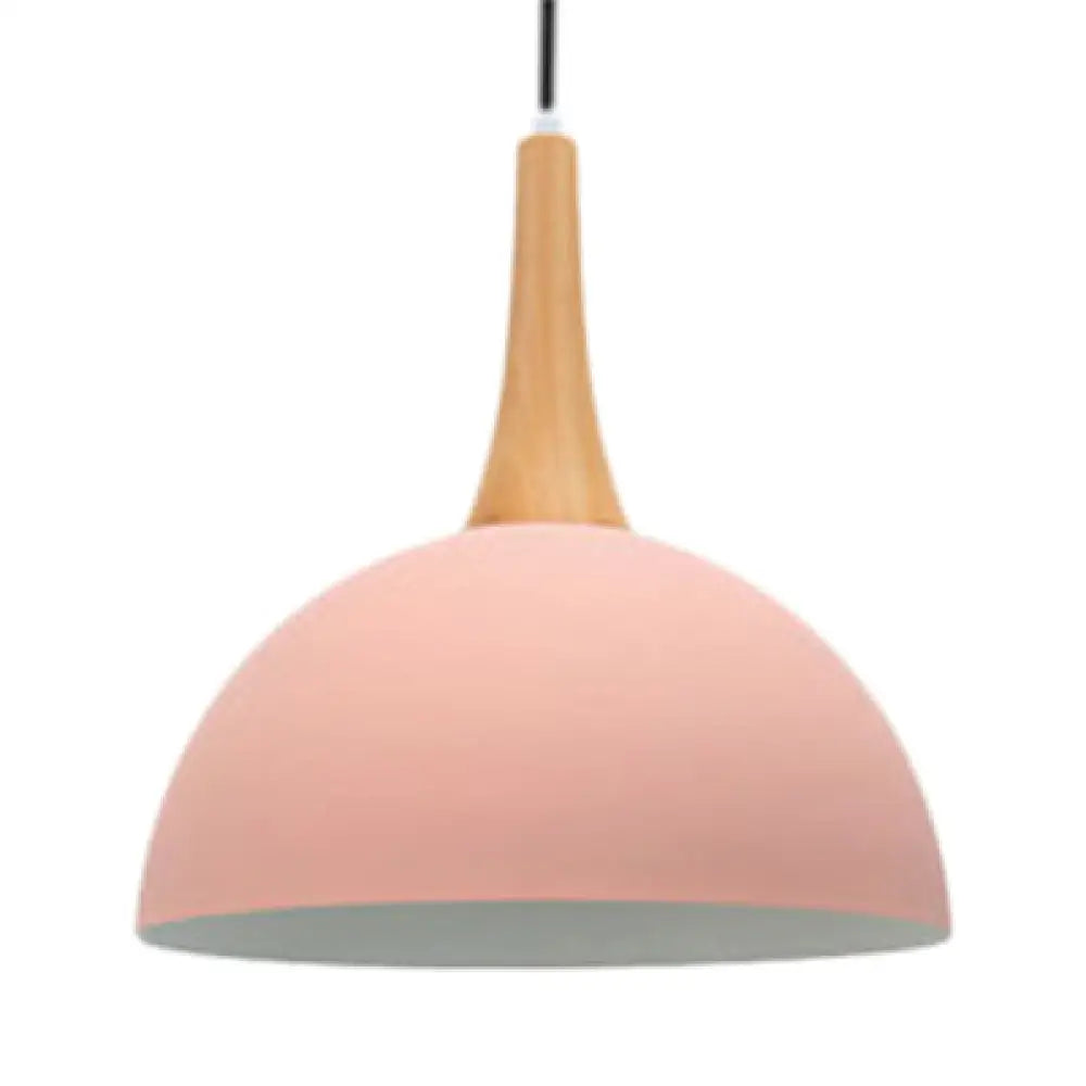 Macaron Hanging Lamp - Single Bulb Aluminum Pendant Light For Living Room Bowl Shade Design In Dark