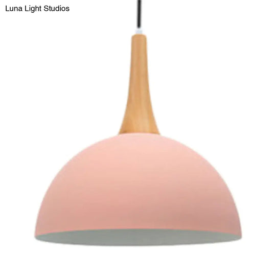 Macaron Aluminum Pendant Lamp With Single Bulb - Dark Blue/Light Blue/Pink Shade For Living Room