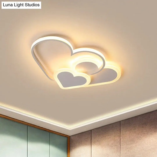 Macaron Heart Led Flush Ceiling Light: Kindergarten Light Fixture White / Small Warm