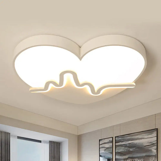 Macaron Heartbeat Acrylic Led Flushmount Ceiling Lamp - White/Pink/Gold Child Bedroom White