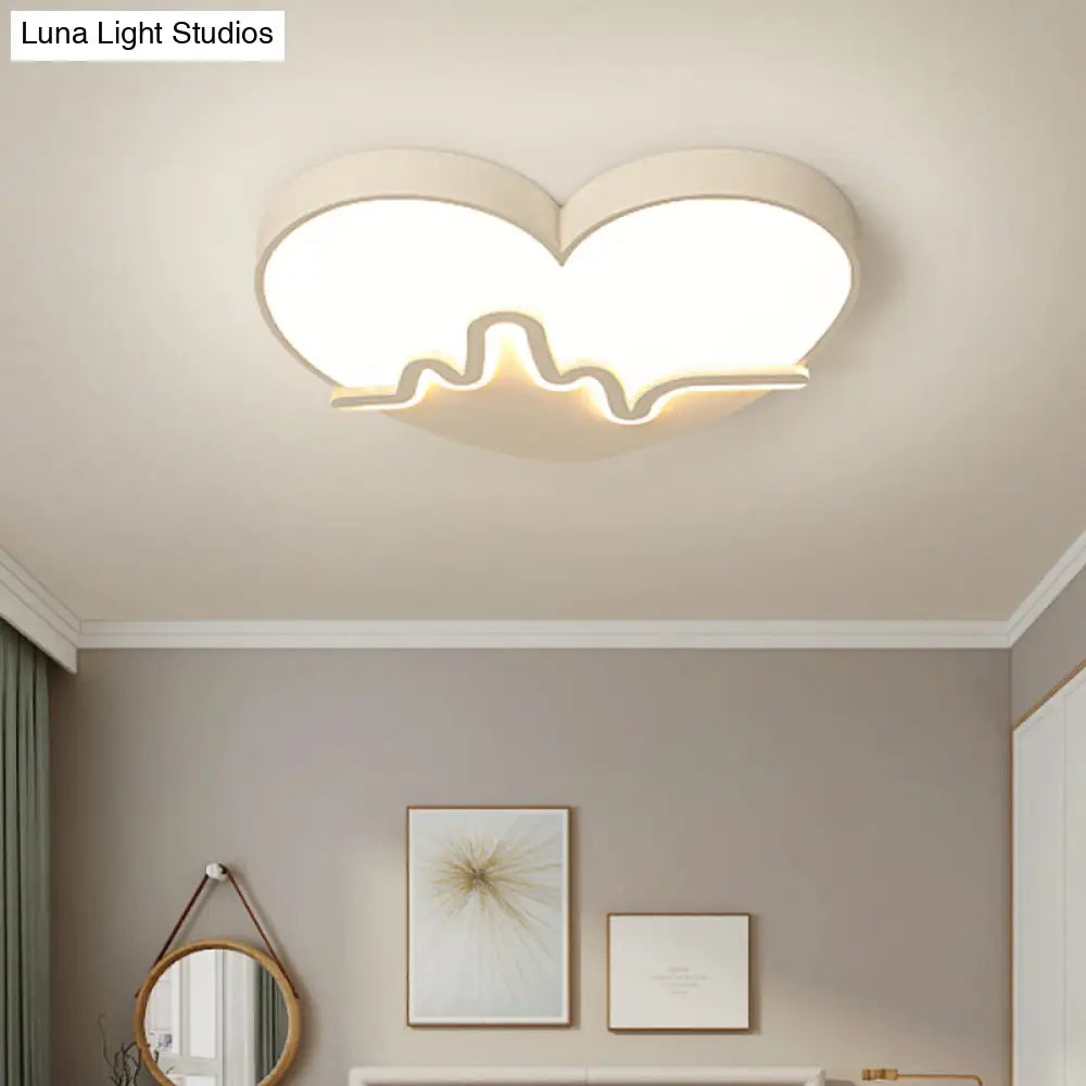 Macaron Heartbeat Acrylic Led Flushmount Ceiling Lamp - White/Pink/Gold Child Bedroom