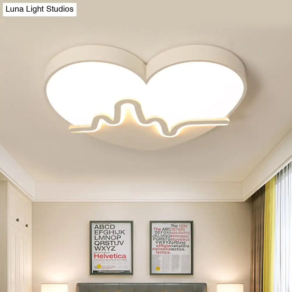 Macaron Heartbeat Acrylic Led Flushmount Ceiling Lamp - White/Pink/Gold Child Bedroom