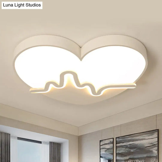 Macaron Heartbeat Acrylic Led Flushmount Ceiling Lamp - White/Pink/Gold Child Bedroom White