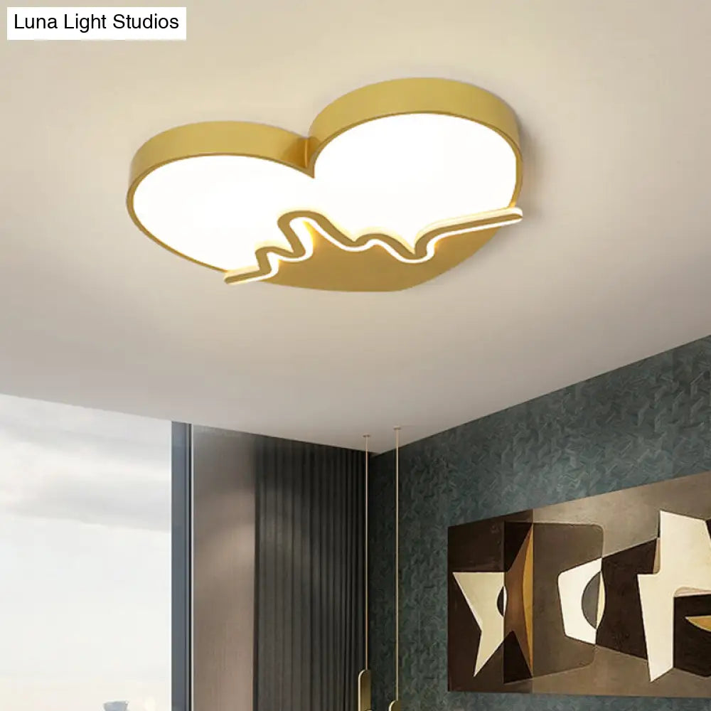 Macaron Heartbeat Acrylic Led Flushmount Ceiling Lamp - White/Pink/Gold Child Bedroom