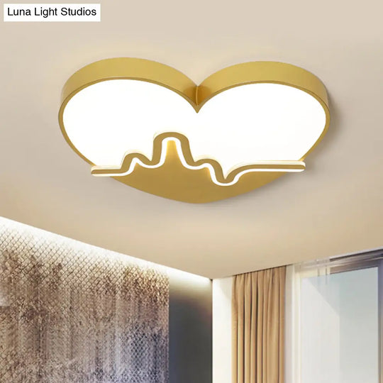 Macaron Heartbeat Acrylic Led Flushmount Ceiling Lamp - White/Pink/Gold Child Bedroom