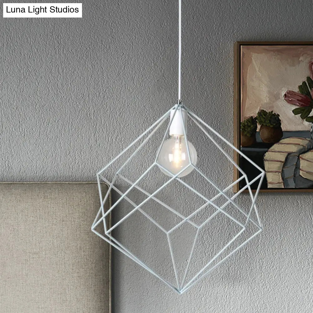 Macaron Iron Cube Pendant Light - Stylish Dining Table And Hallway Hanging Lamp