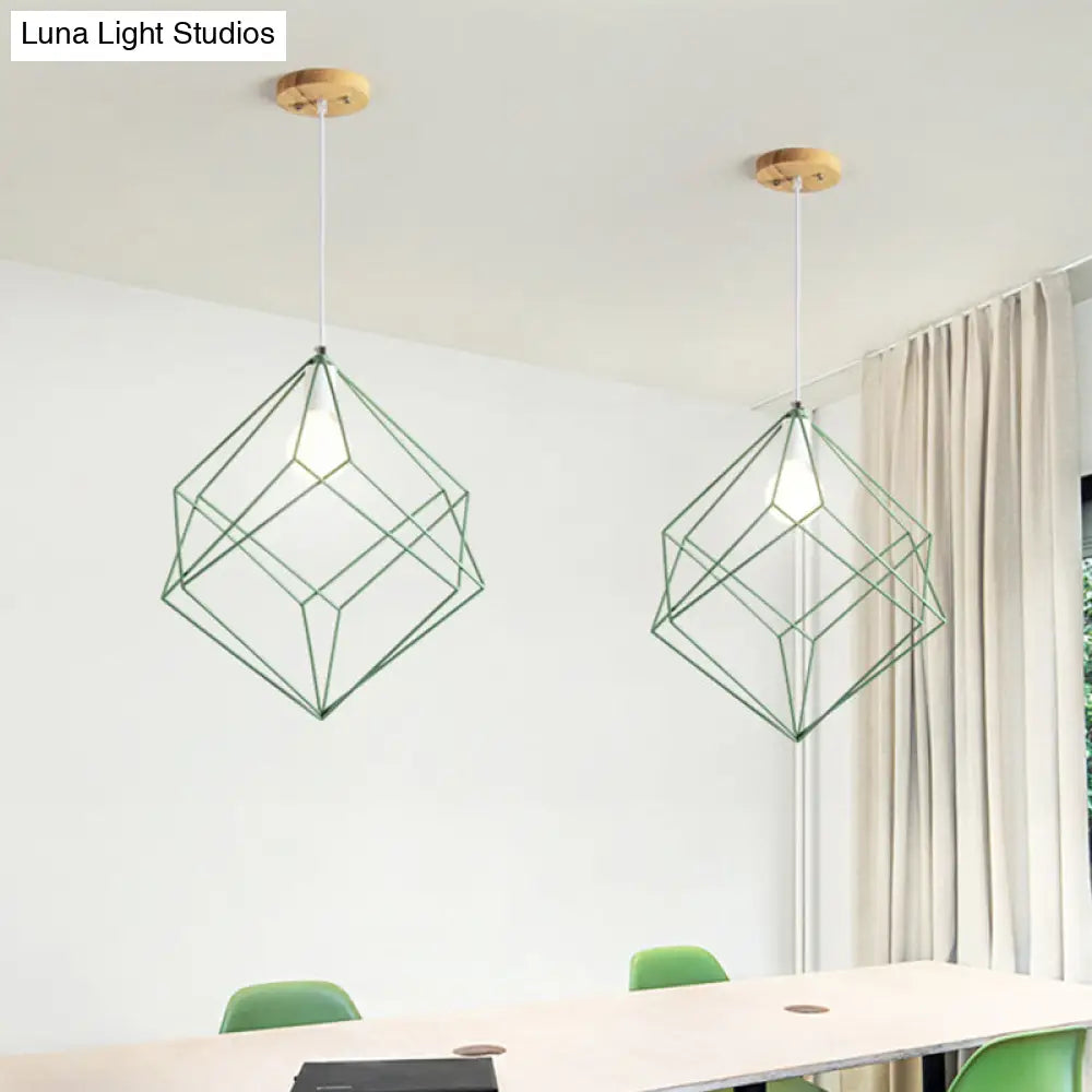 Macaron Iron Cube Pendant Light - Stylish Dining Table And Hallway Hanging Lamp