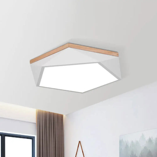 Macaron Led Ceiling Lamp In White/Grey/Green With Wood Canopy White / 16’