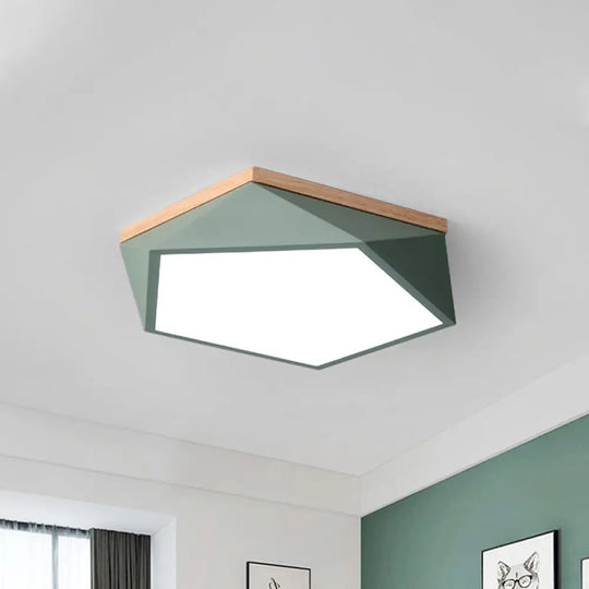 Macaron Led Ceiling Lamp In White/Grey/Green With Wood Canopy Green / 16’