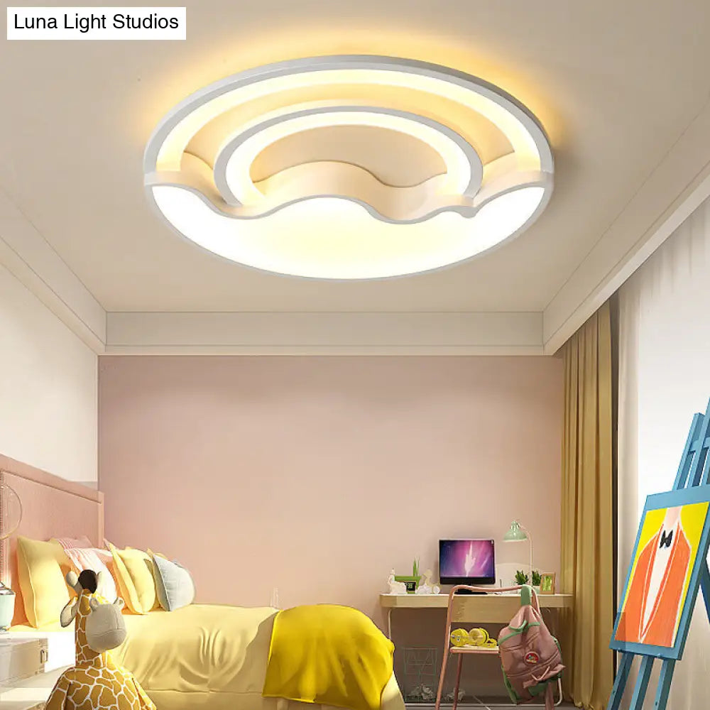 Macaron Led Ceiling Lamp - Modern Flush Mount Light For Childs Bedroom White / Warm