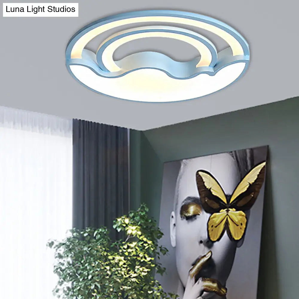 Macaron Led Ceiling Lamp - Modern Flush Mount Light For Childs Bedroom Blue / Warm