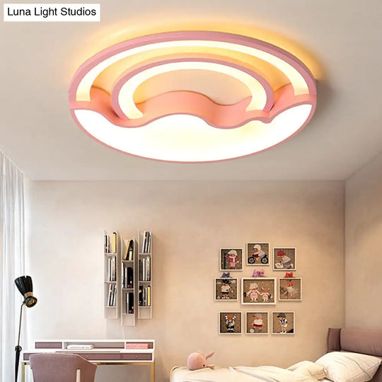 Macaron Led Ceiling Lamp - Modern Flush Mount Light For Childs Bedroom