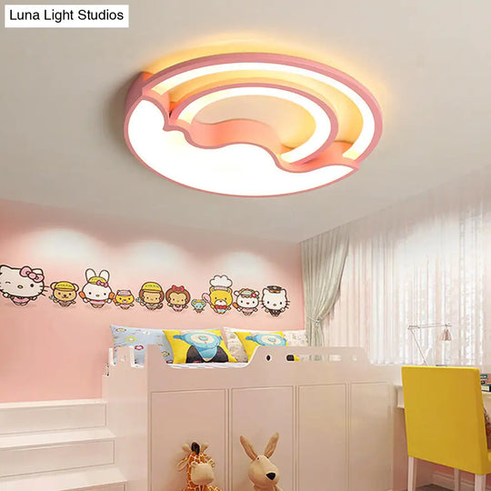 Macaron Led Ceiling Lamp - Modern Flush Mount Light For Childs Bedroom Pink / Warm