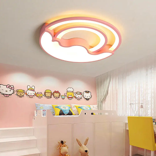 Macaron Led Ceiling Lamp - Modern Flush Mount Light For Child’s Bedroom Pink / Warm