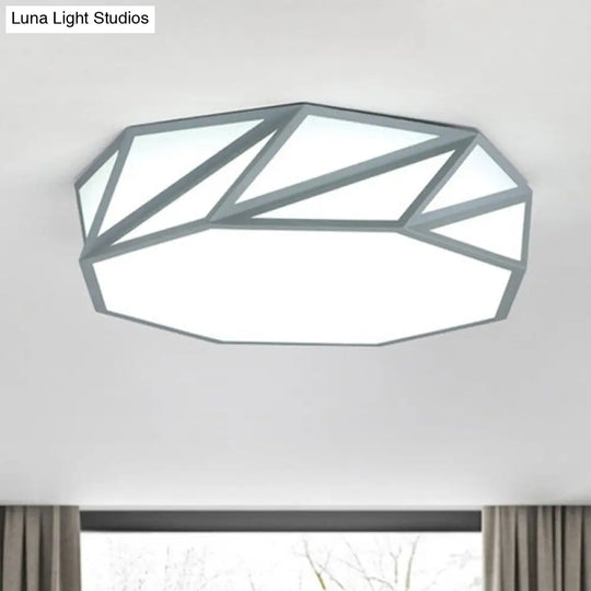 Macaron Led Ceiling Light: Stylish Flushmount For Adult Kid Bedroom Grey