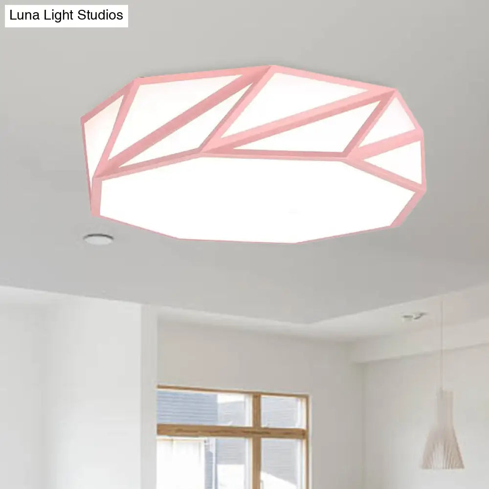 Macaron Led Ceiling Light: Stylish Flushmount For Adult Kid Bedroom Pink