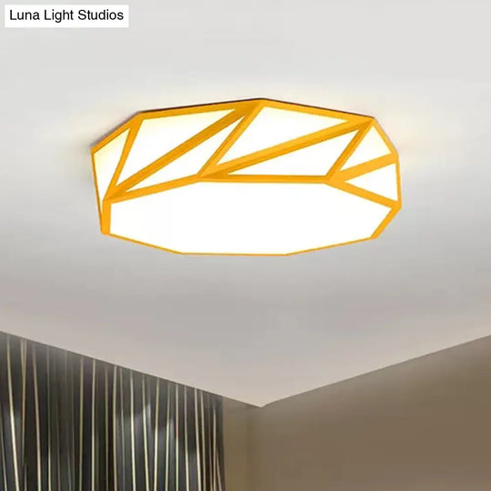 Macaron Led Ceiling Light: Stylish Flushmount For Adult Kid Bedroom Yellow