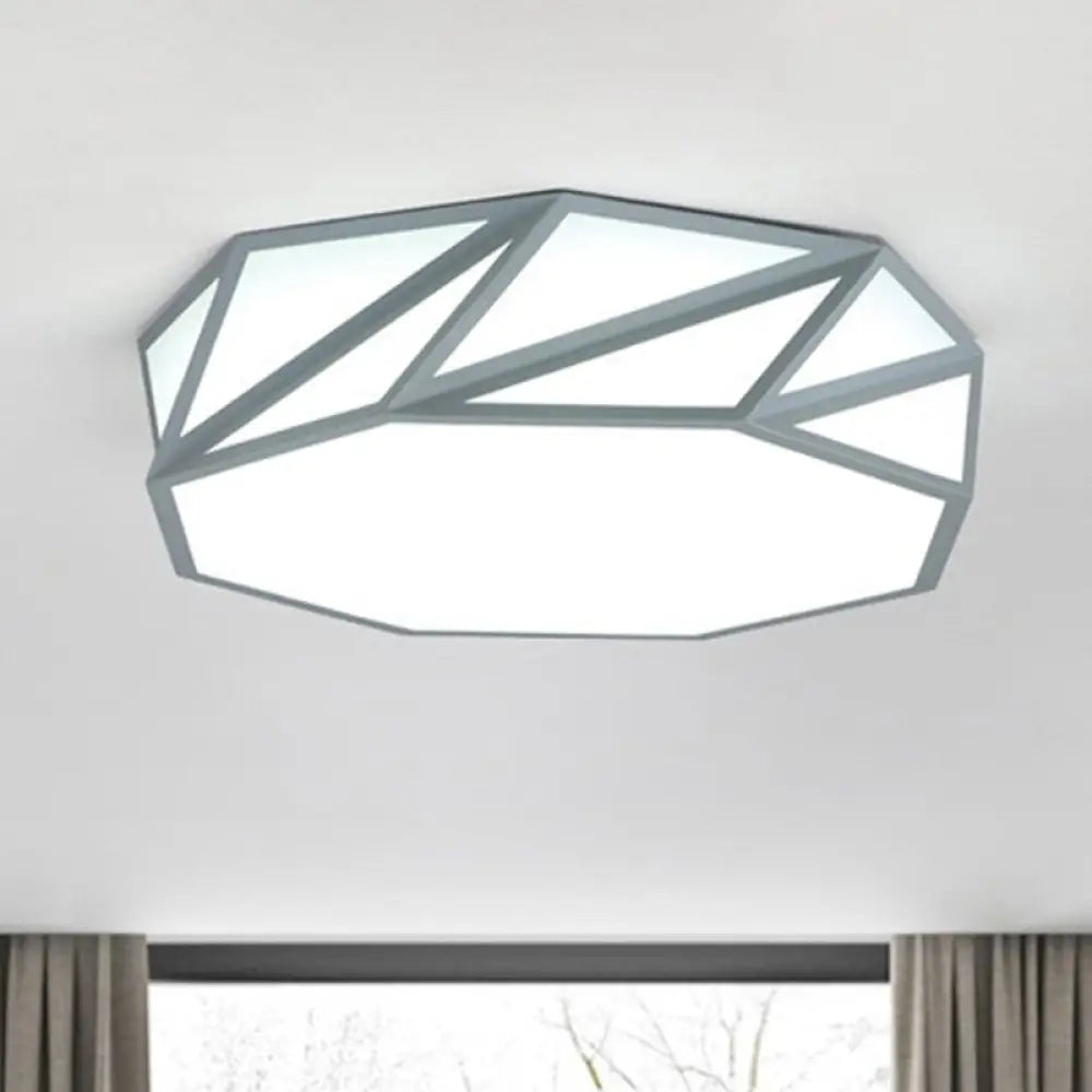 Macaron Led Ceiling Light: Stylish Flushmount For Adult Kid Bedroom Grey