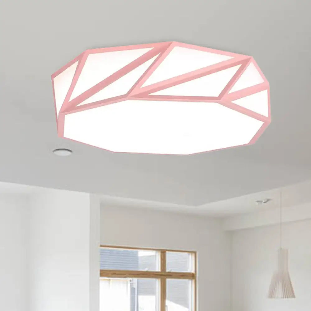 Macaron Led Ceiling Light: Stylish Flushmount For Adult Kid Bedroom Pink