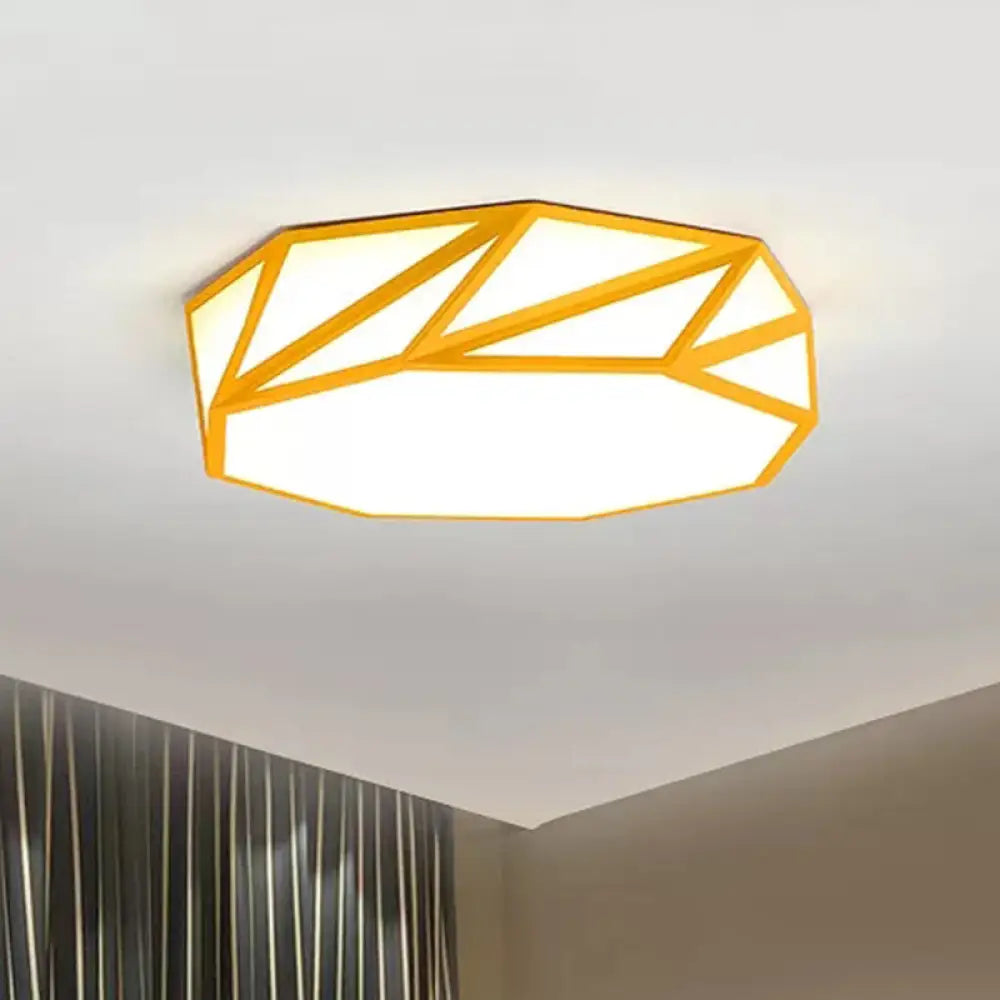 Macaron Led Ceiling Light: Stylish Flushmount For Adult Kid Bedroom Yellow