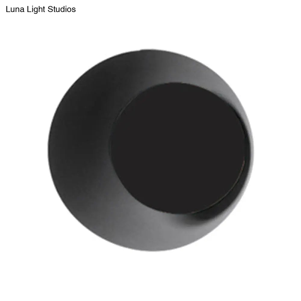 Macaron Led Circle Sconce Light In Black/Grey/Pink - Wall Mount Fixture (10/13 Dia)