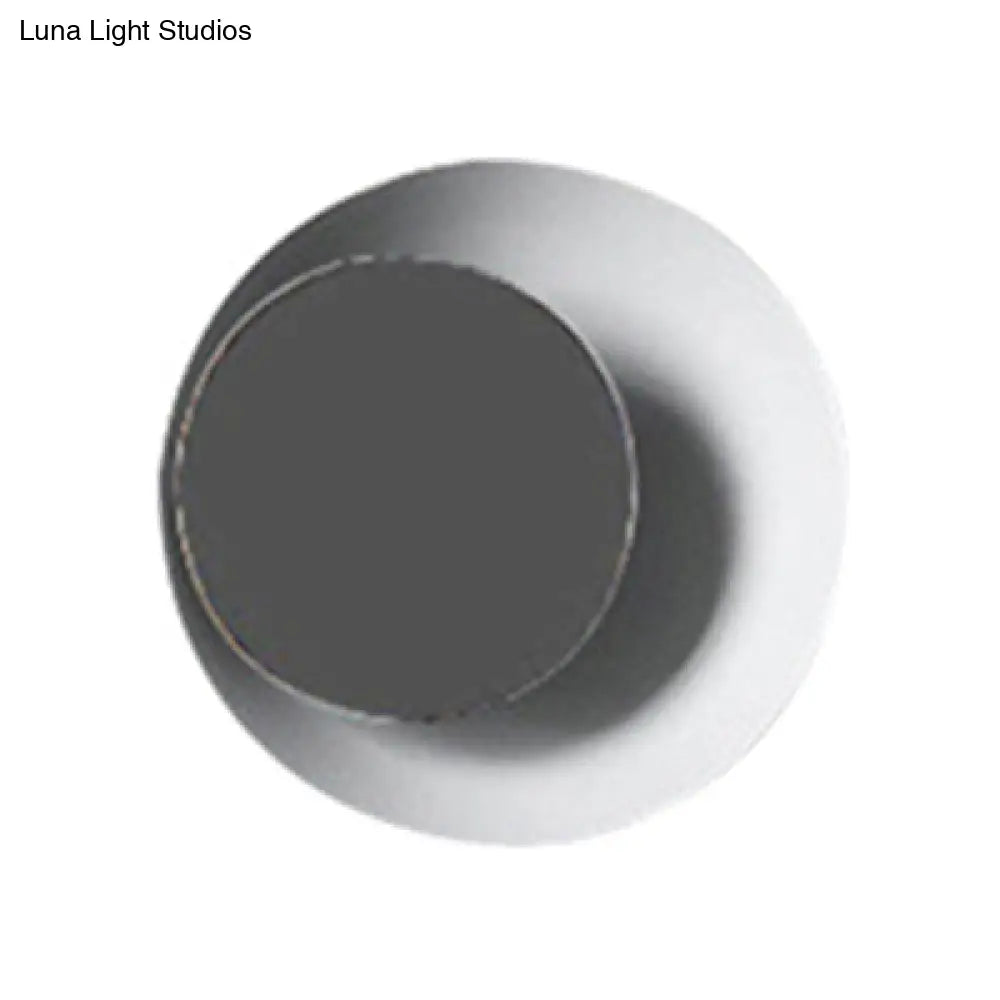 Macaron Led Circle Sconce Light In Black/Grey/Pink - Wall Mount Fixture (10/13 Dia)