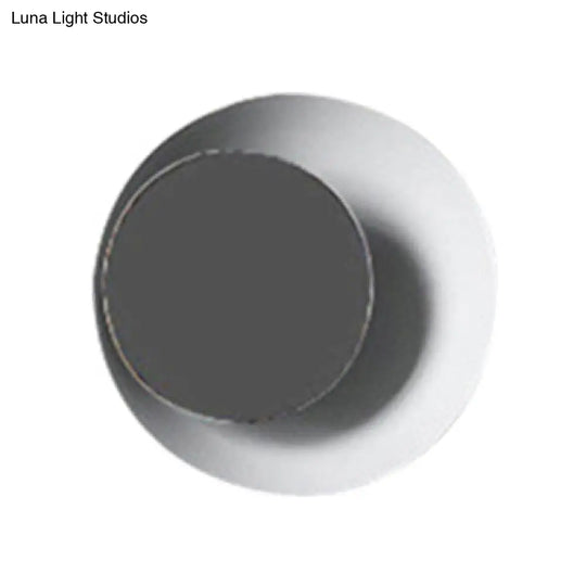 Macaron Led Circle Sconce Light In Black/Grey/Pink - Wall Mount Fixture (10/13 Dia)