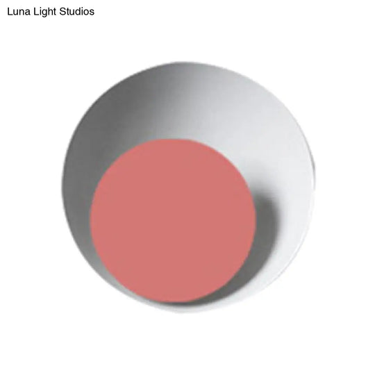 Macaron Led Circle Sconce Light In Black/Grey/Pink - Wall Mount Fixture (10/13 Dia)