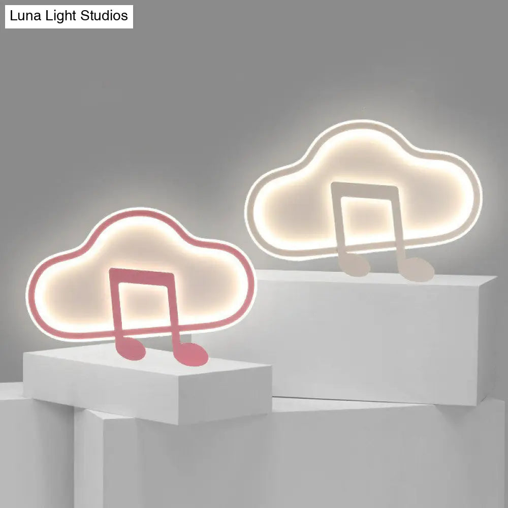 Macaron Led Flush Ceiling Light With Cloud And Musical Note Design