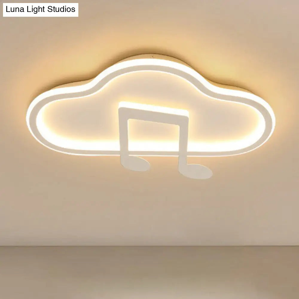 Macaron Led Flush Ceiling Light With Cloud And Musical Note Design