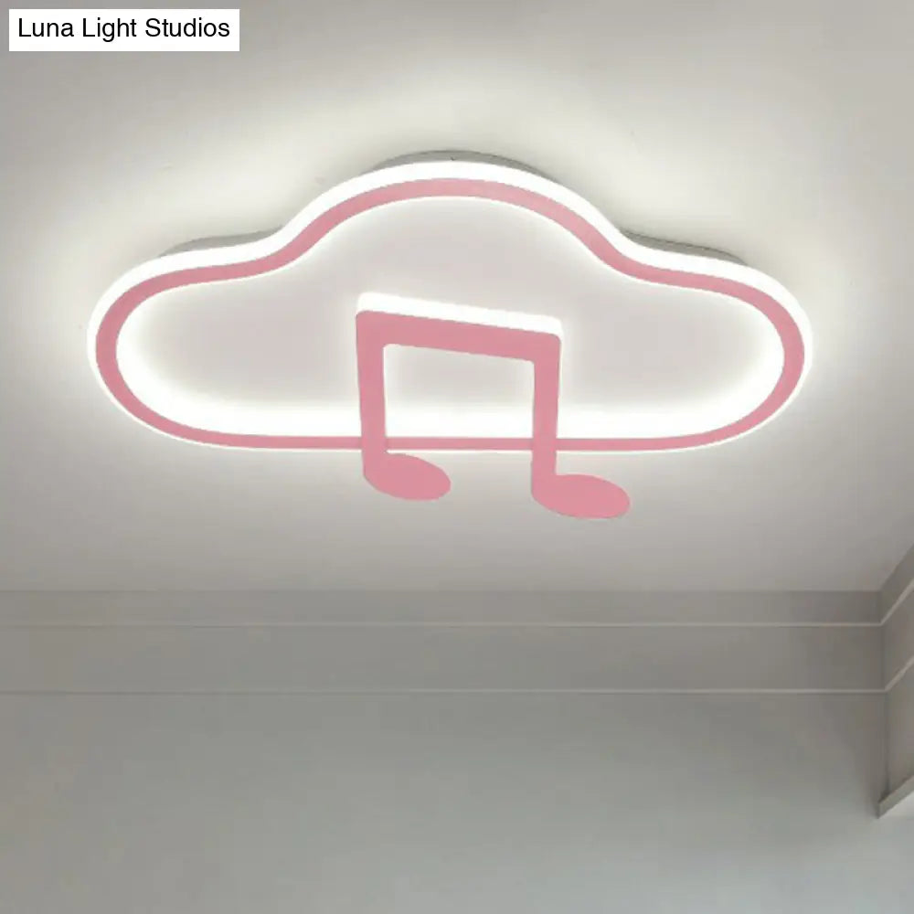 Macaron Led Flush Ceiling Light With Cloud And Musical Note Design Pink / Small Natural