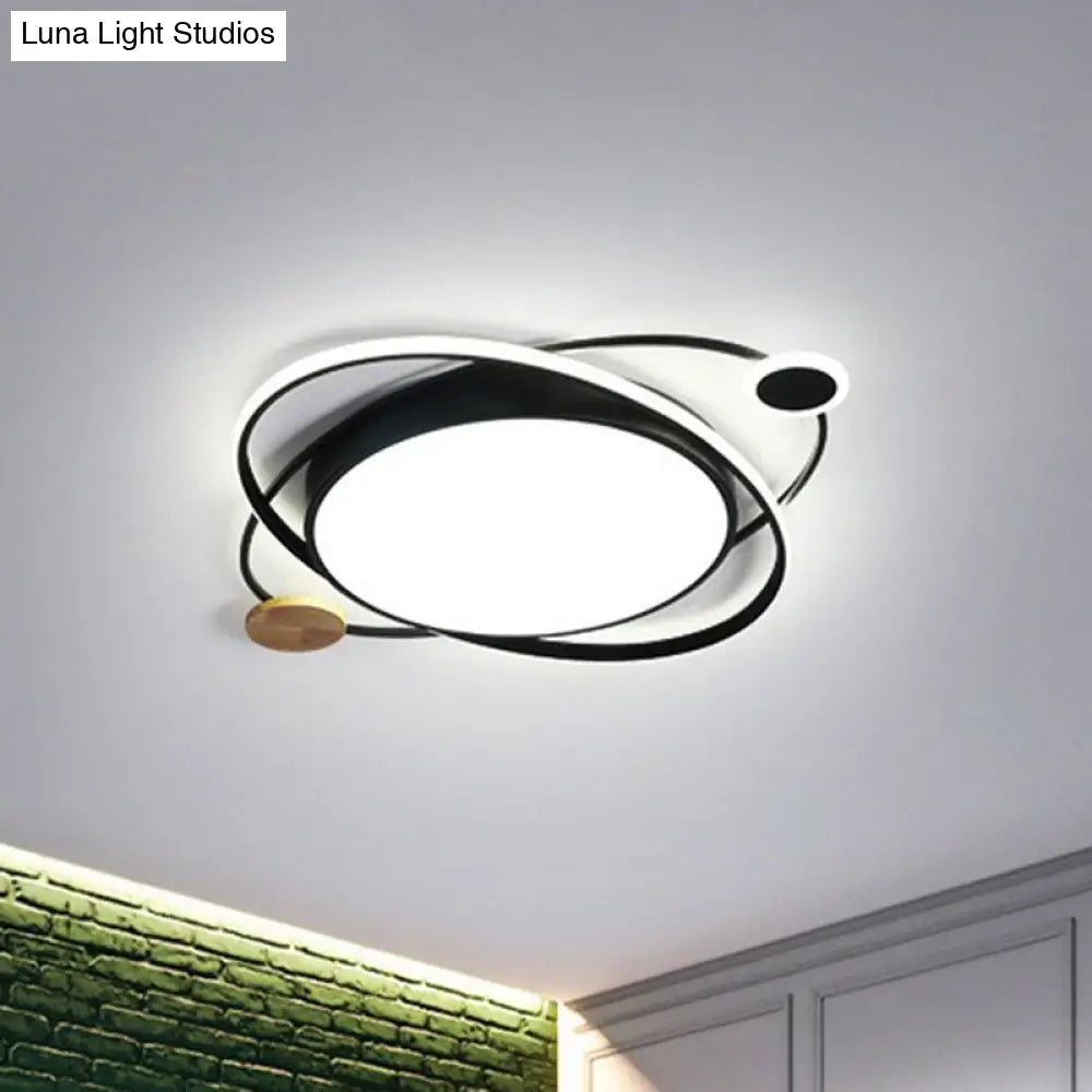 Macaron Led Orbit Flush Mount Lighting For Kids Bedroom Ceiling - Metallic Color