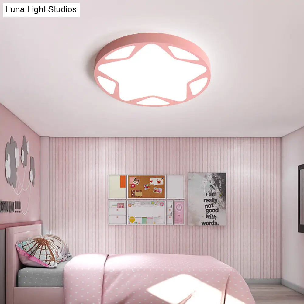 Macaron Loft Acrylic Ceiling Lamp: Candy Colored Flush Light For Child Bedroom Pink / 23.5