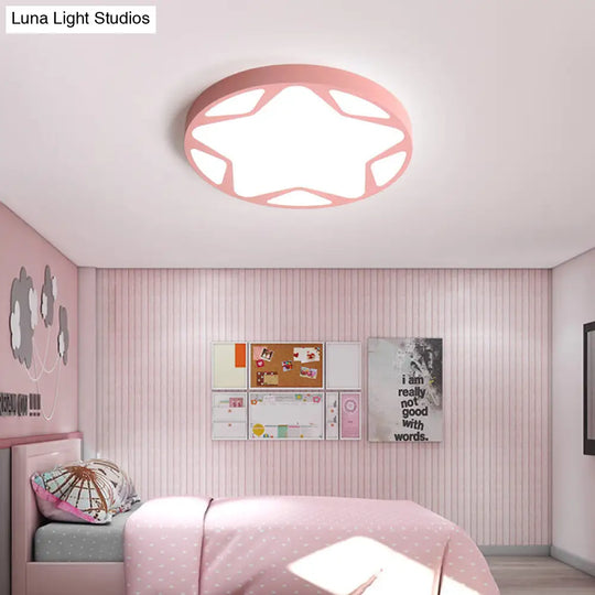 Macaron Loft Acrylic Ceiling Lamp: Candy Colored Flush Light For Child Bedroom Pink / 23.5