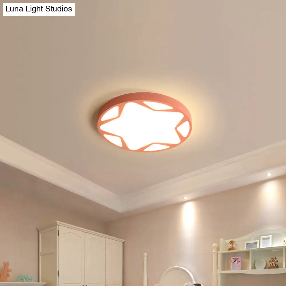 Macaron Loft Acrylic Ceiling Lamp: Candy Colored Flush Light For Child Bedroom Pink / 19.5