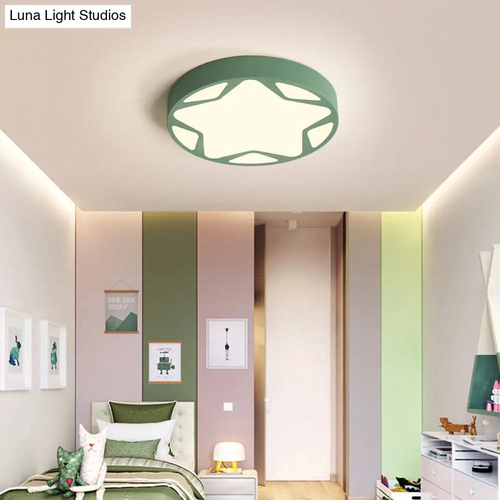 Macaron Loft Acrylic Ceiling Lamp: Candy Colored Flush Light For Child Bedroom Green / 19.5