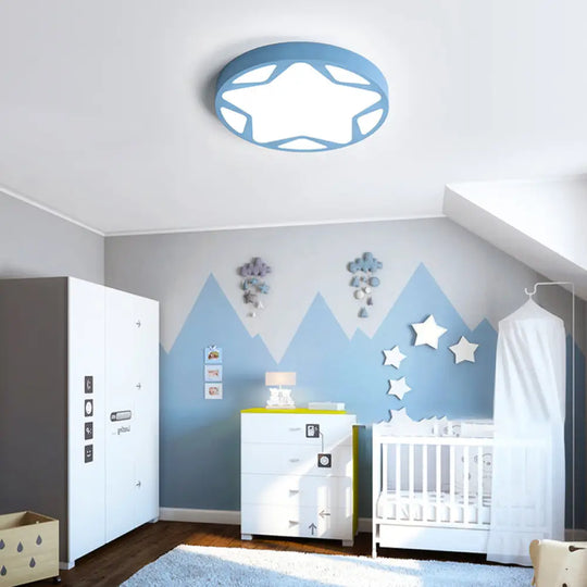 Macaron Loft Acrylic Ceiling Lamp: Candy Colored Flush Light For Child Bedroom Blue / 19.5’