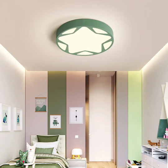 Macaron Loft Acrylic Ceiling Lamp: Candy Colored Flush Light For Child Bedroom Green / 19.5’